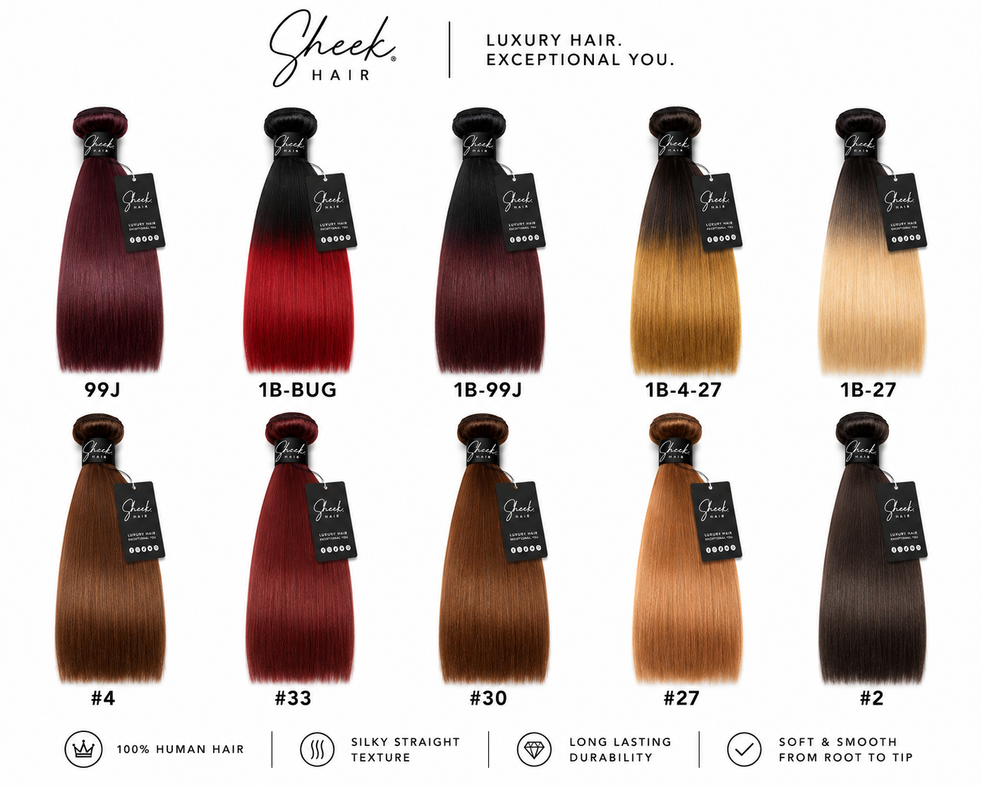 SHEEK HAIR | Straight Hair Bundles 15A Grade 100% Human Virgin Hair Unprocessed